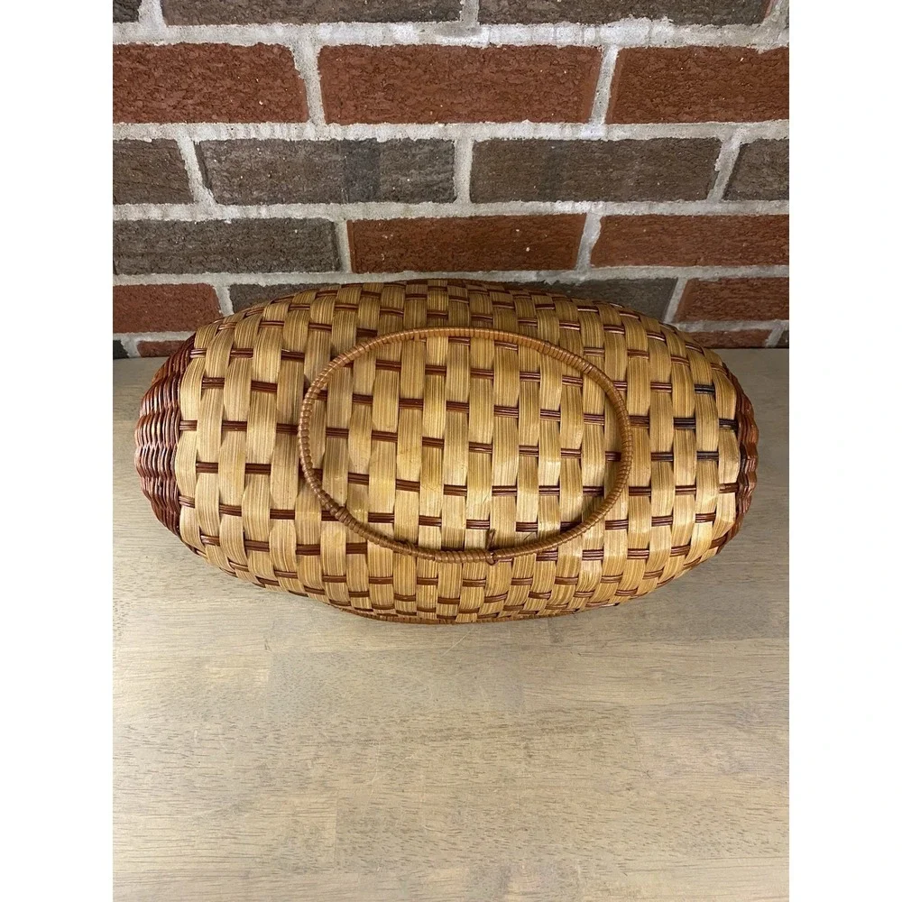 Vintage Duck Goose Basket with Wooden Beak Wicker Rattan Basket Boho